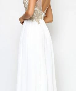 Emprada Dresses Cariana Off White Gold Embroidered Gown