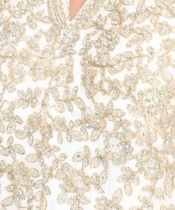 Emprada Dresses Cariana Off White Gold Embroidered Gown