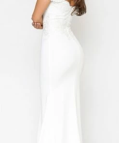 Emprada Solaine Off White Shoulder Lace Detail Bridal Gown Dress