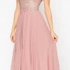 Emprada Cariana Mauve Pink Gold Embroidered Gown Dresses