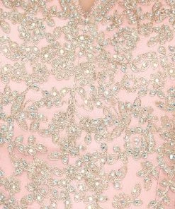 Emprada Cariana Mauve Pink Gold Embroidered Gown Dresses