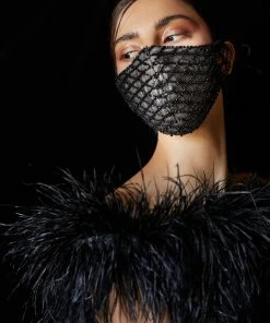 Emprada Beaded Black Lattice Mask 7 Emprada Beaded Black Lattice Mask