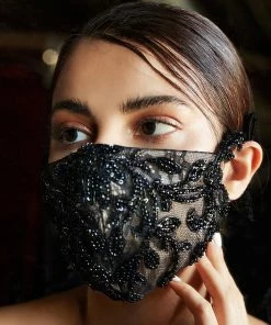 Emprada Masks Beaded Black Fashion Mask