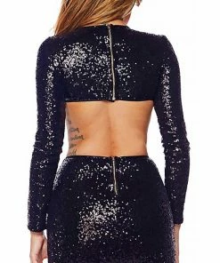 Emprada Holland Black Sequin Cut Out Dress Dresses