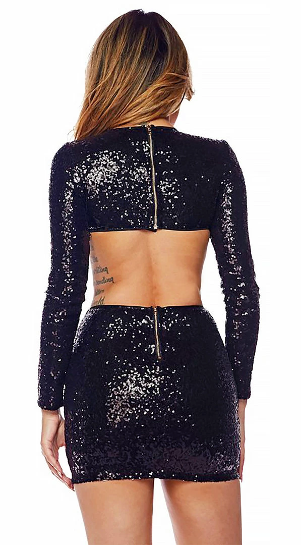 Emprada Holland Black Sequin Cut Out Dress Dresses 2 Emprada Holland Black Sequin Cut Out Dress Dresses