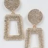 Emprada Accessories Rhinestone Gold Trapezium Back Drop Earring