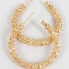 Emprada Textured Gold Round Hoop Earrings