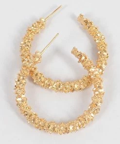 Emprada Textured Gold Round Hoop Earrings