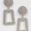 Emprada Accessories Rhinestone Silver Trapezium Back Drop Earring