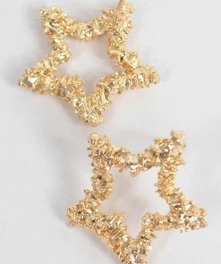 Emprada Accessories Textured Gold Star Earrings