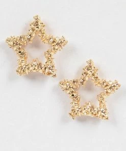 Emprada Accessories Textured Gold Star Earrings